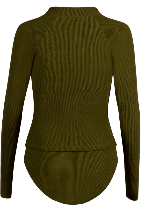 Ruffle Olive Swim Jacket