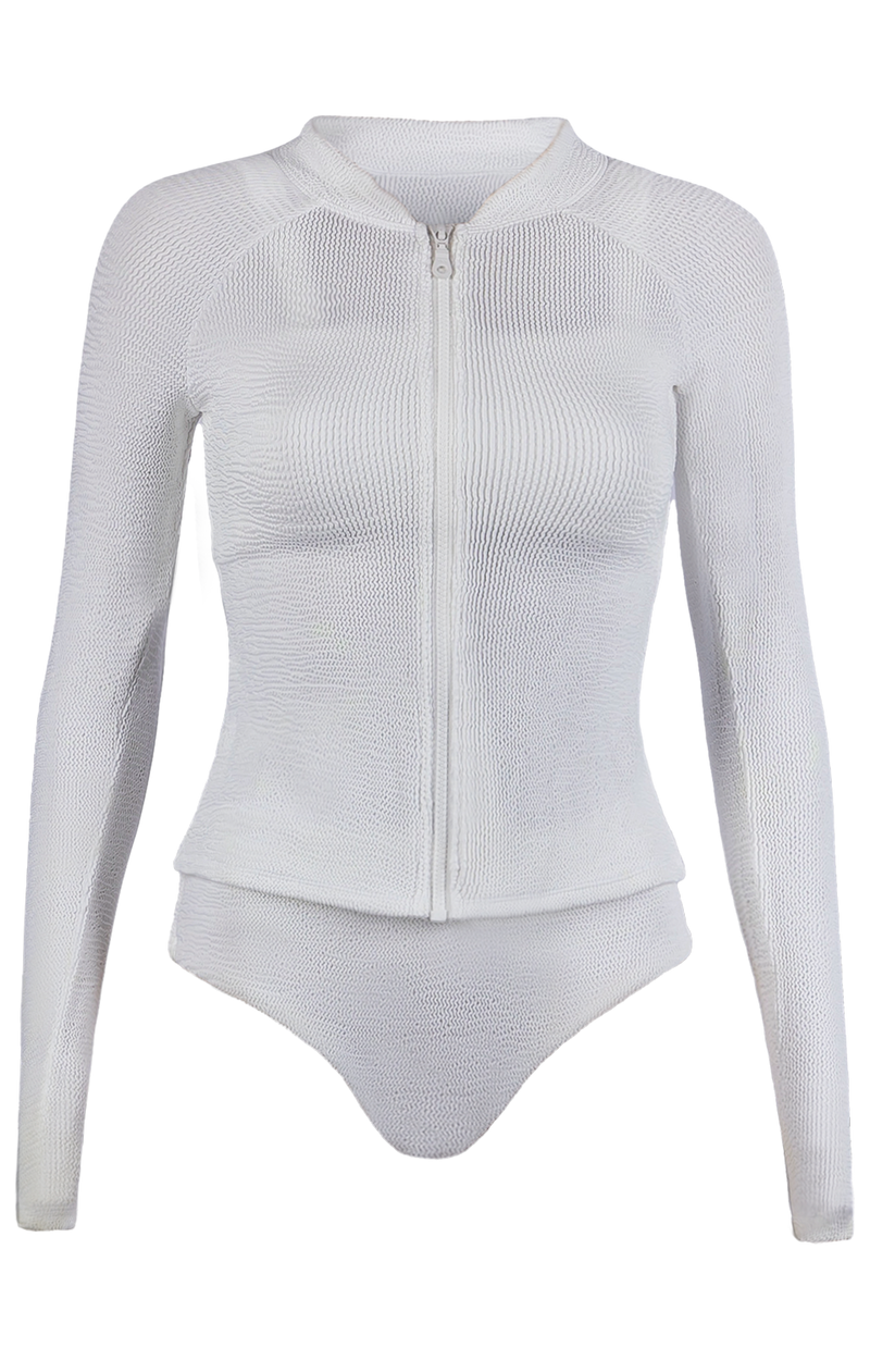 Ruffle White Swim Jacket